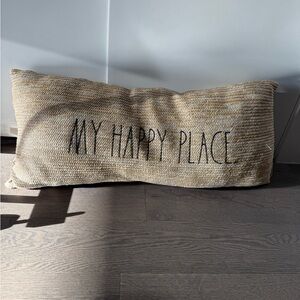 Rae Dunn 'My Happy Place' Outdoor Pillow - Beige Straw